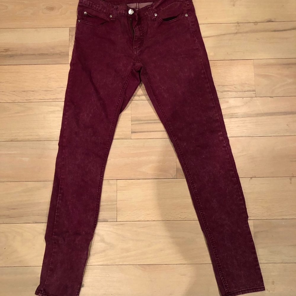 CHEAP MONDAY designer distressed skinny jeans